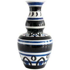 Ewald Hald Art Deco Ceramic Vase Hand Decorated with Blue, Black, Rorstrand