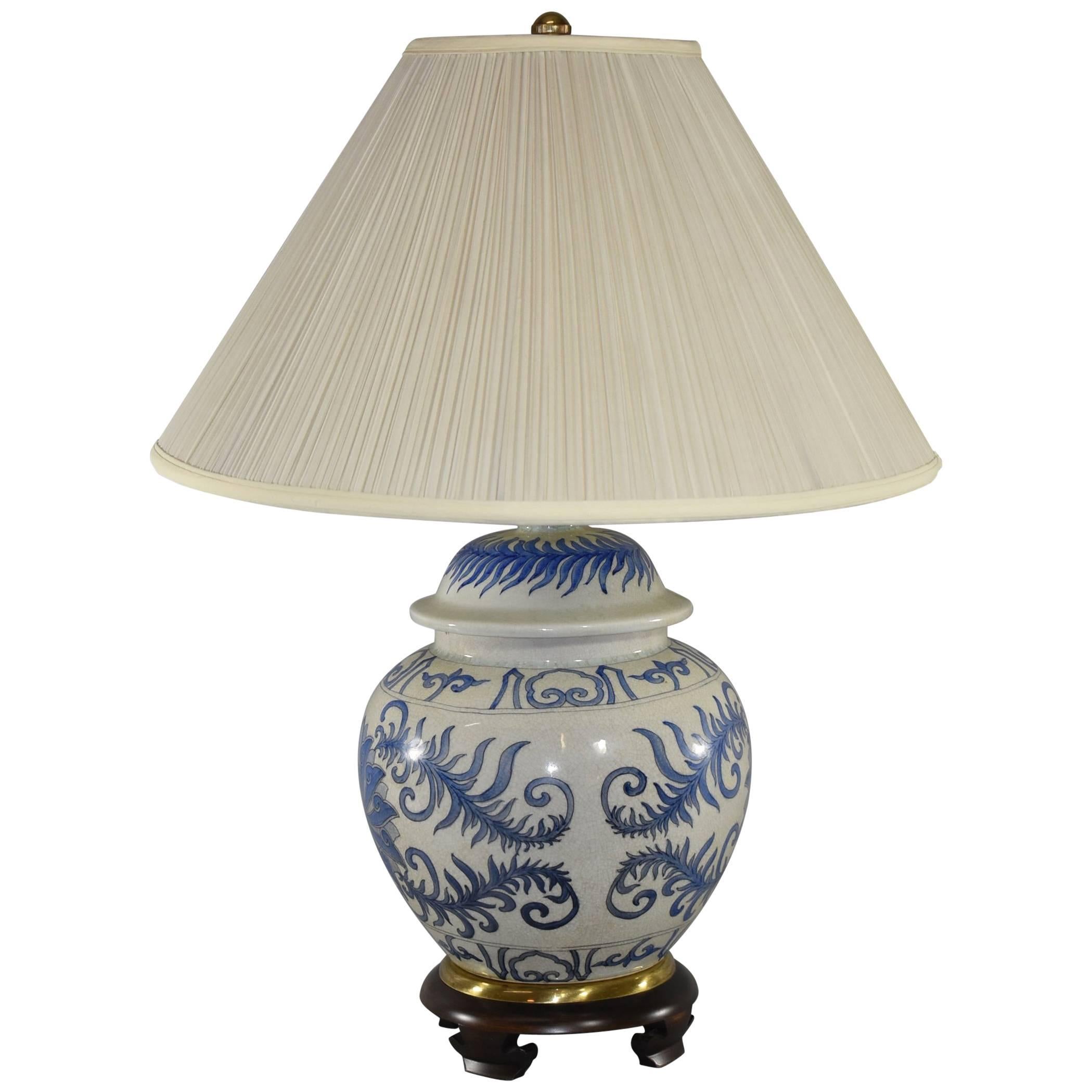 Blue and White Asian Style Ginger Jar Lamp by Frederick Cooper