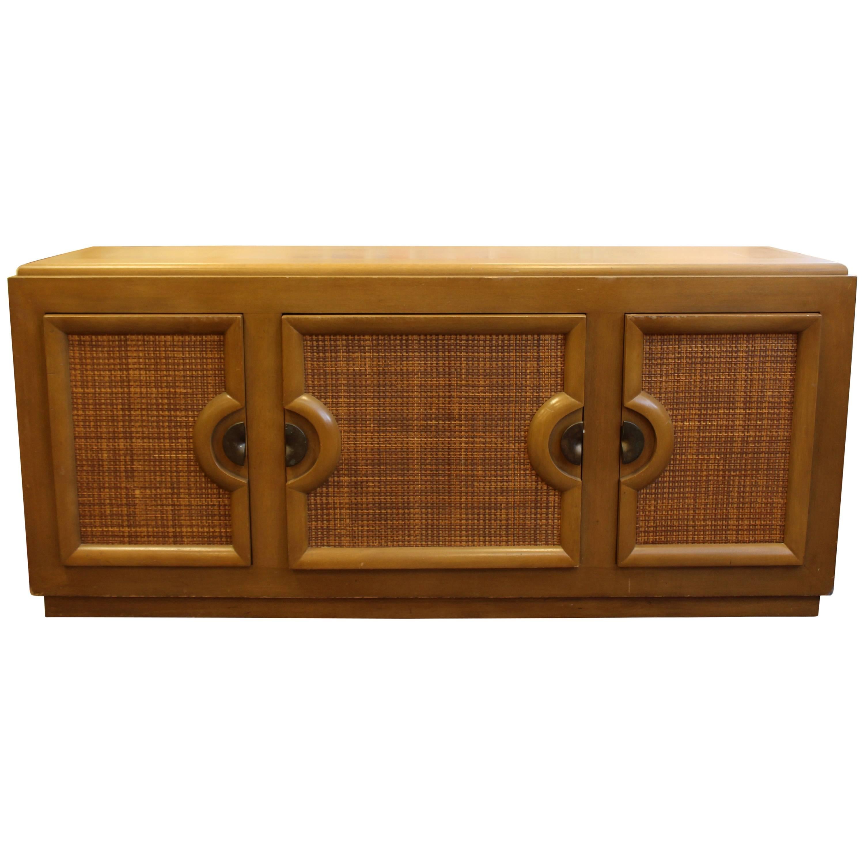 Mid-Century Modern Paul Laszlo Credenza Sideboard Buffet Cane and Wood, 1950s