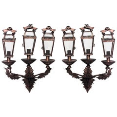 Pair of French Victorian Style Gilt Lantern Sconces