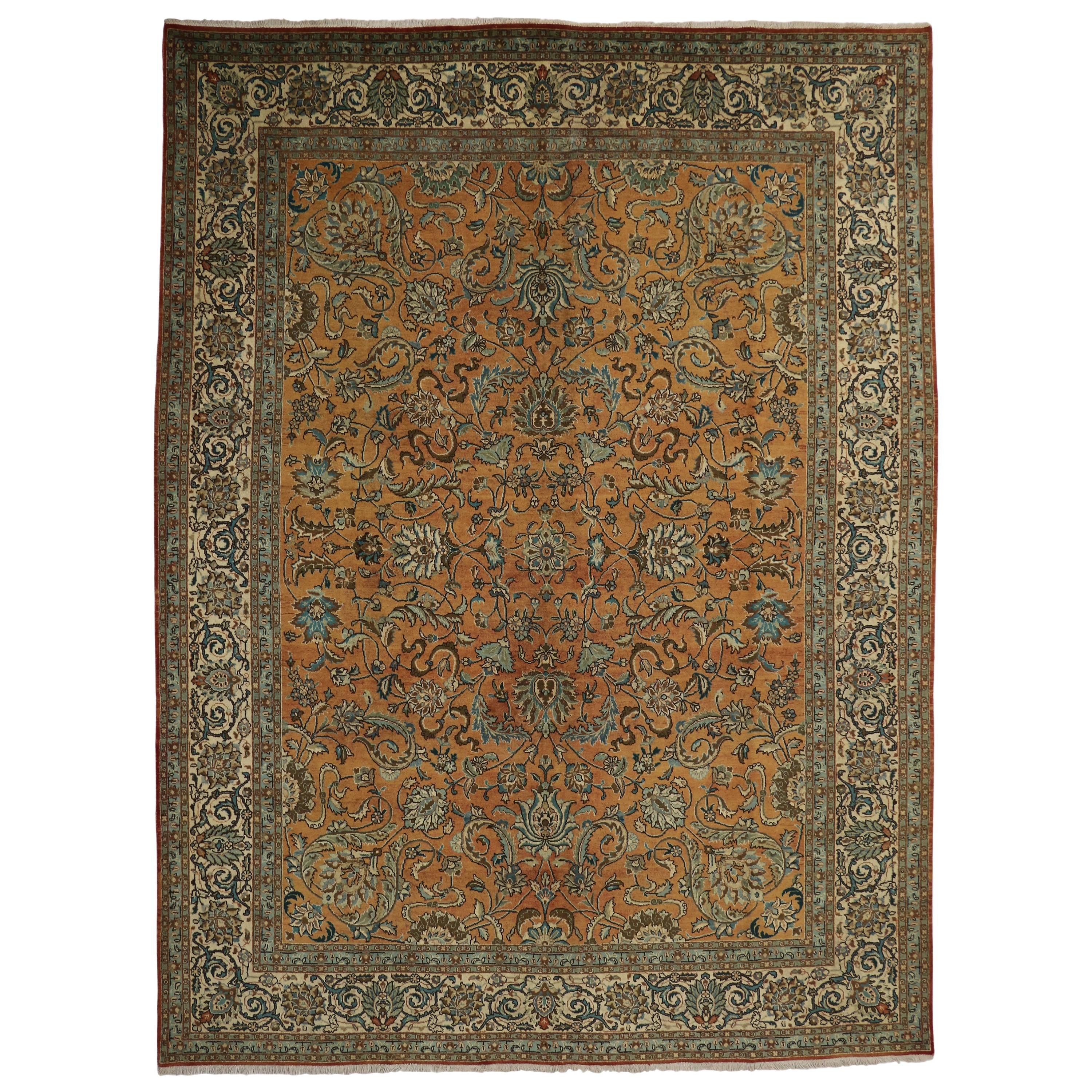 Vintage Persian Tabriz Rug with Traditional Style For Sale