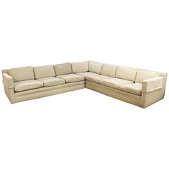 Vintage Mid-Century Modern Milo Baughman Two-Piece Beige Sectional Sofa, 1970s