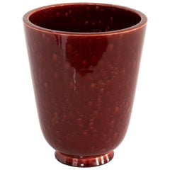 Wilhelm Kage Art Deco Ceramic Vase in a Deep Red Mottled Glaze Gustavsberg