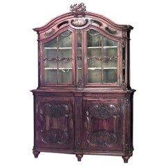 French Provincial Walnut Breakfront Cabinet