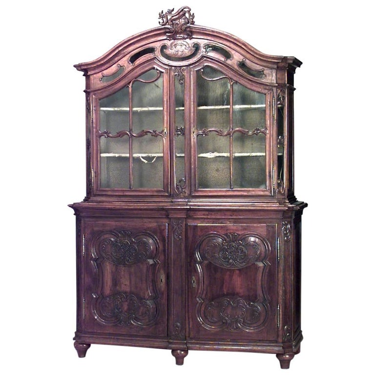 French Provincial 18th Century Breakfront Cabinet For Sale At