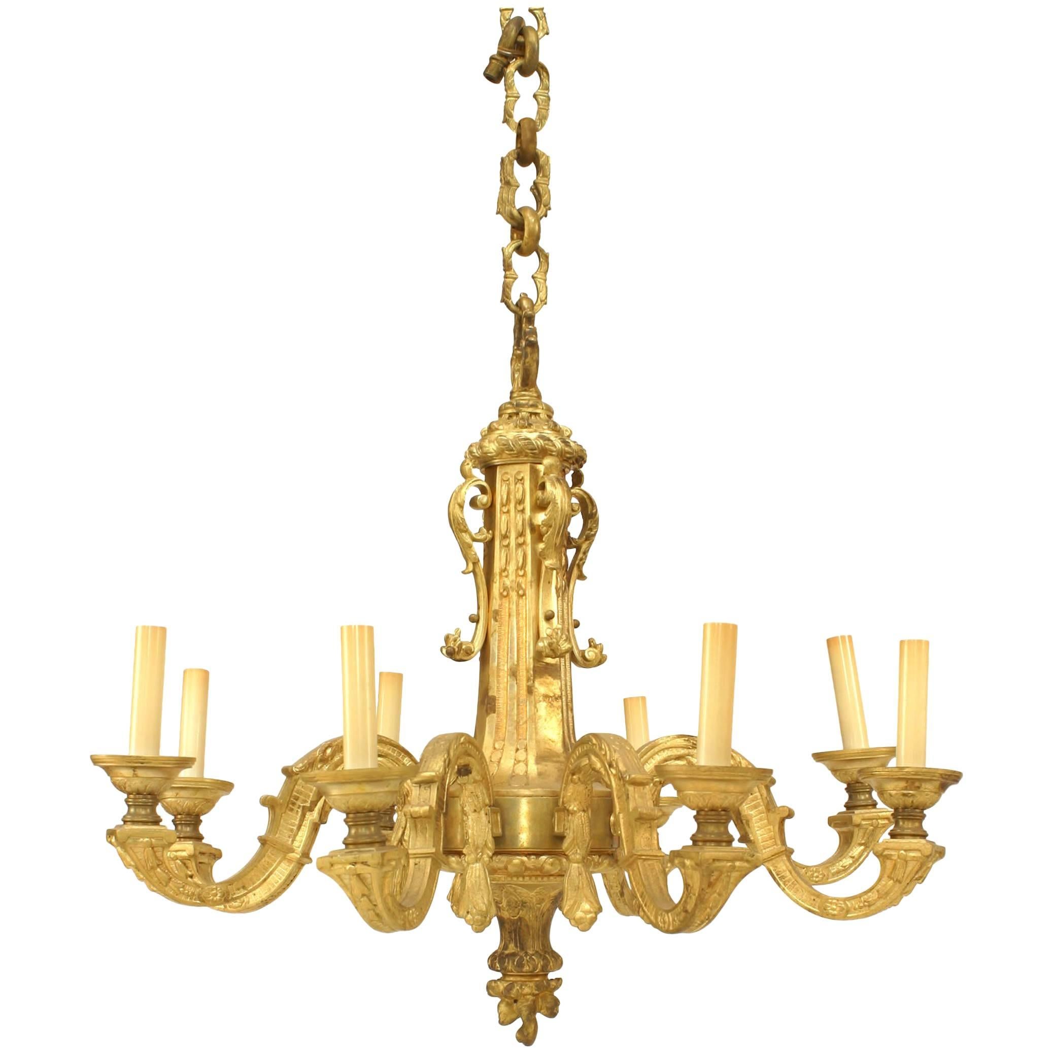 French Louis XVI Style Gilt Bronze Chandelier For Sale