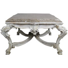 French Painted Marble-Top Coffee Table