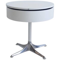 Horst Bruning for COR White Laminate and Aluminium Round Side Table