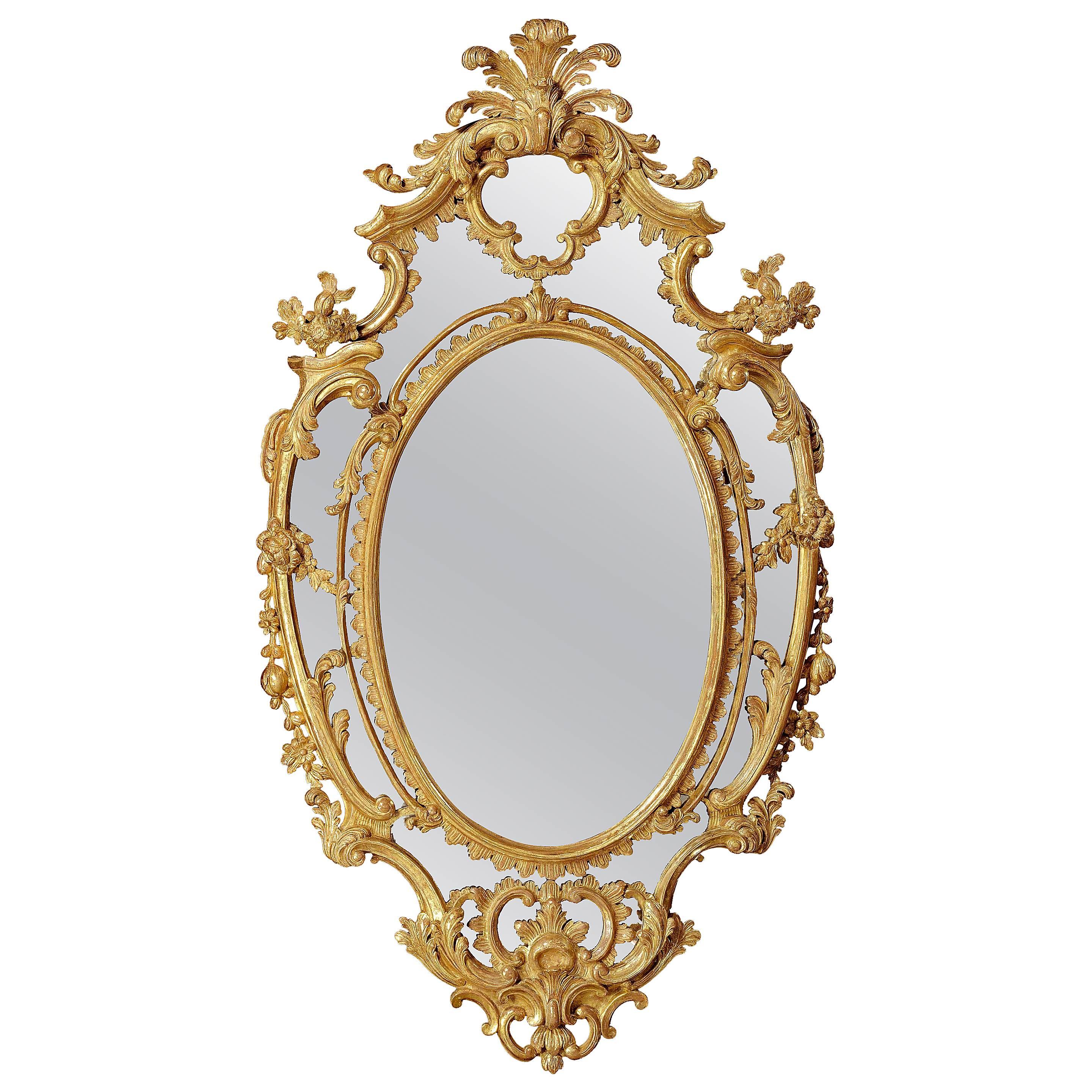 George II Oval Giltwood Mirror For Sale