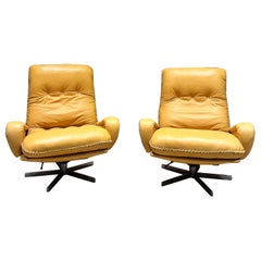1960s De Sede S 231 James Bond Swivel Lounge Armchairs Switzerland