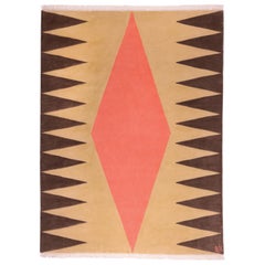 Teppich Innenseite Orange - Geometrische Beige Pfirsichbraune Wollmuster von Carpets CC