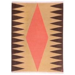 Rug Interior Orange - Geometric Beige Peach Brown Wool Patterns by Carpets CC 