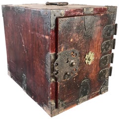 Antique Compact Chinese Seaman’s Chest with Locks and Key
