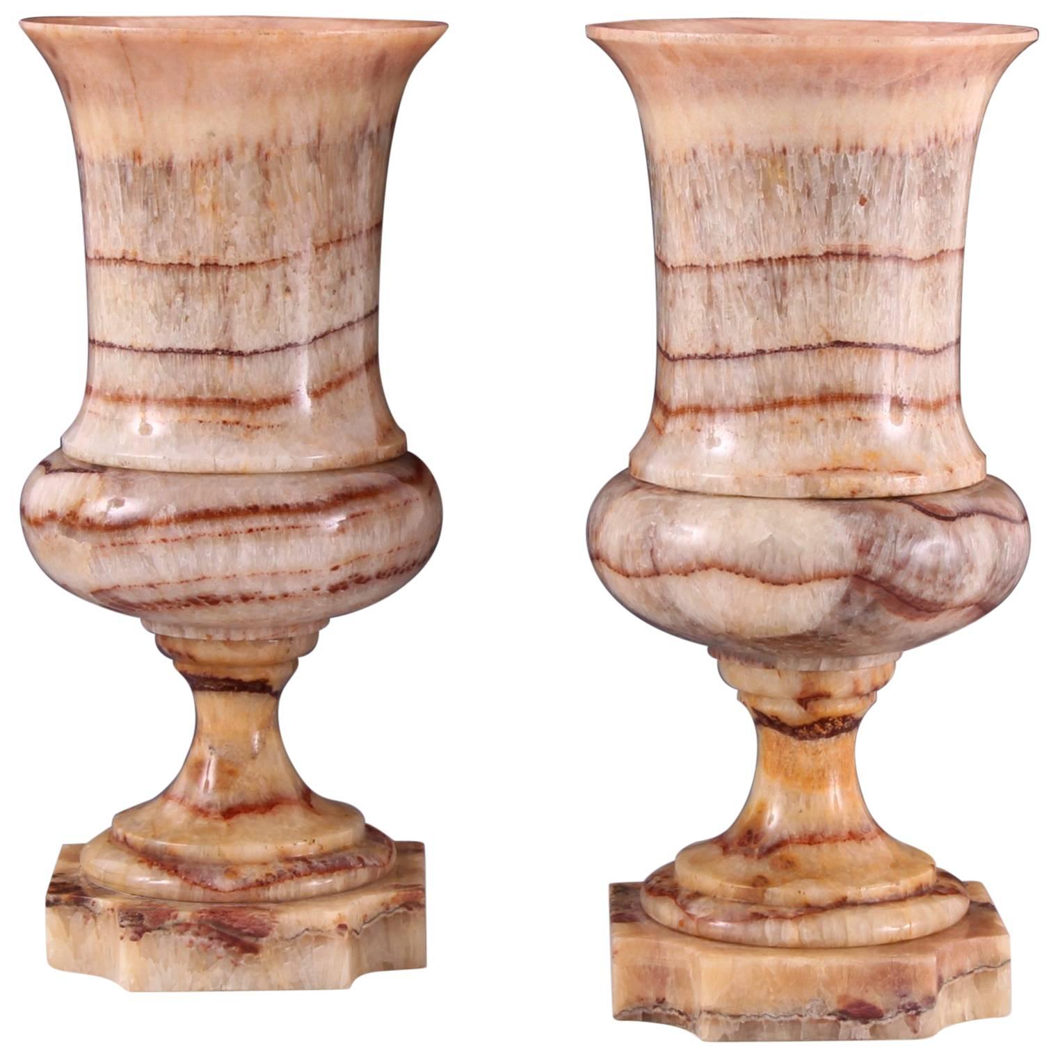 Pair 19th Century Fluorspar Marble Vases