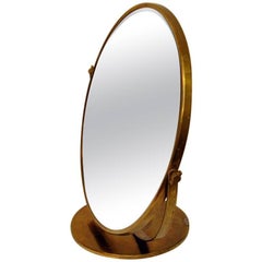 Round Brass Table Mirror Adjustable