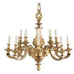 Two Gilt Bronze Sixteen-Light Regence Style Chandeliers