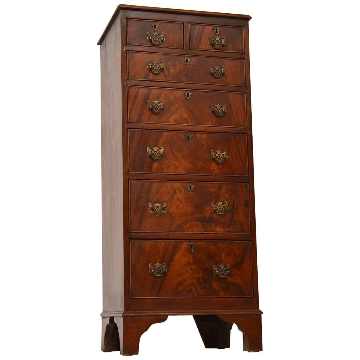 Slim Antique Mahogany Chest of Drawers