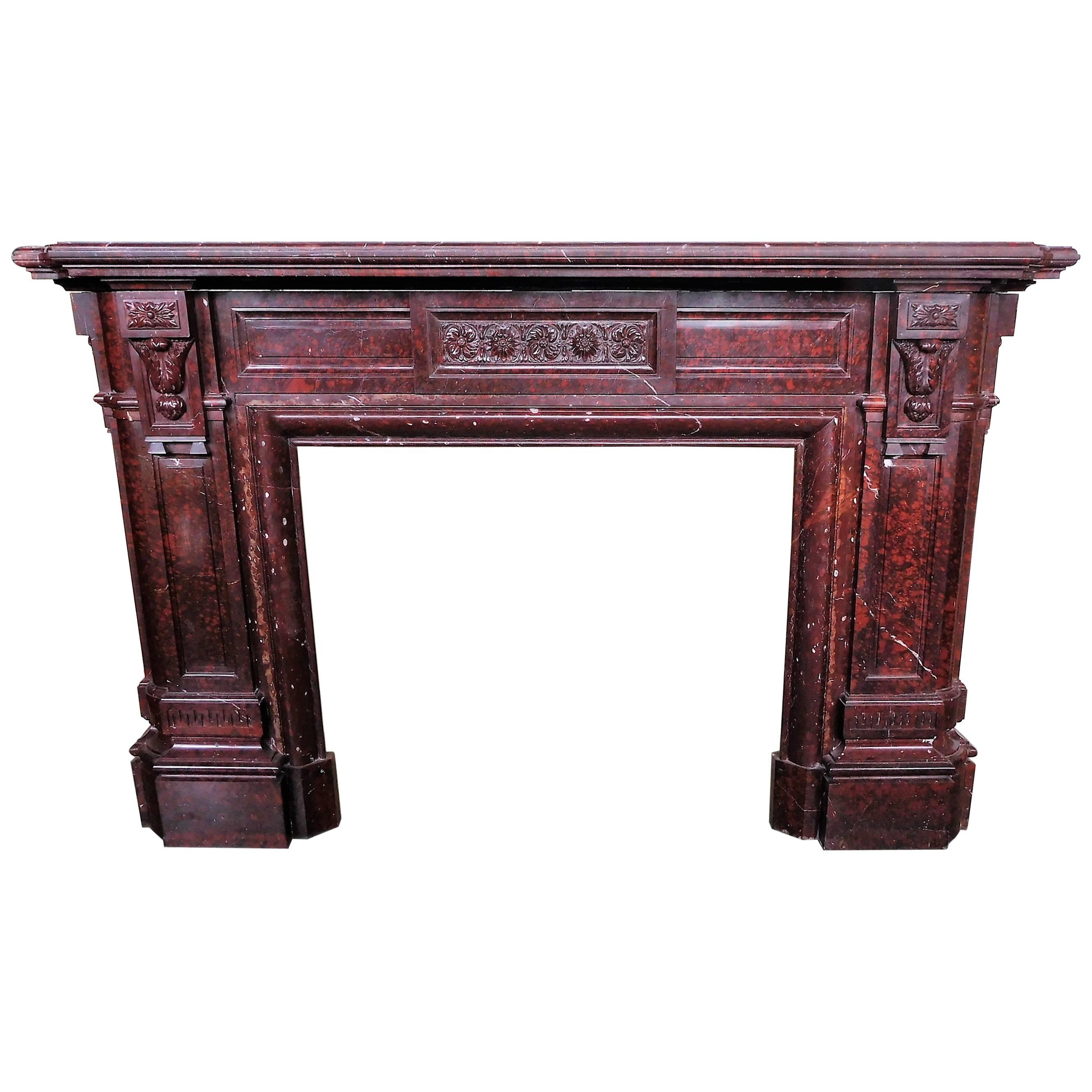 ANTIQUE FIREPLACE Red Griotte Marble For Sale