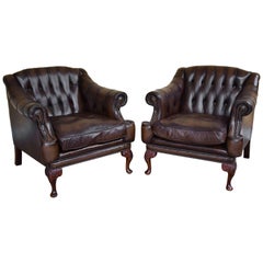 Pair of George VI Leather Armchairs