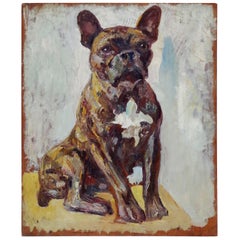 Oil on Panel Representing a Bulldog by Gabriel Sue