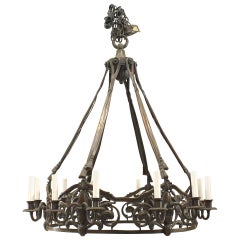 French Victorian Patinated Bronze Chandelier