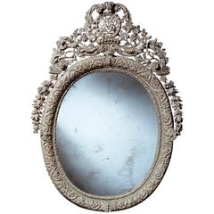 William III Oval Silvered Gesso Mirror 10