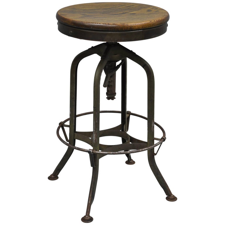 Defiance Wood and Metal Green Industrial Architect Draftsman Swivel