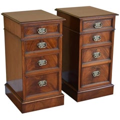 19th Century Pair of Victorian Flame Mahogany Bedside Chests