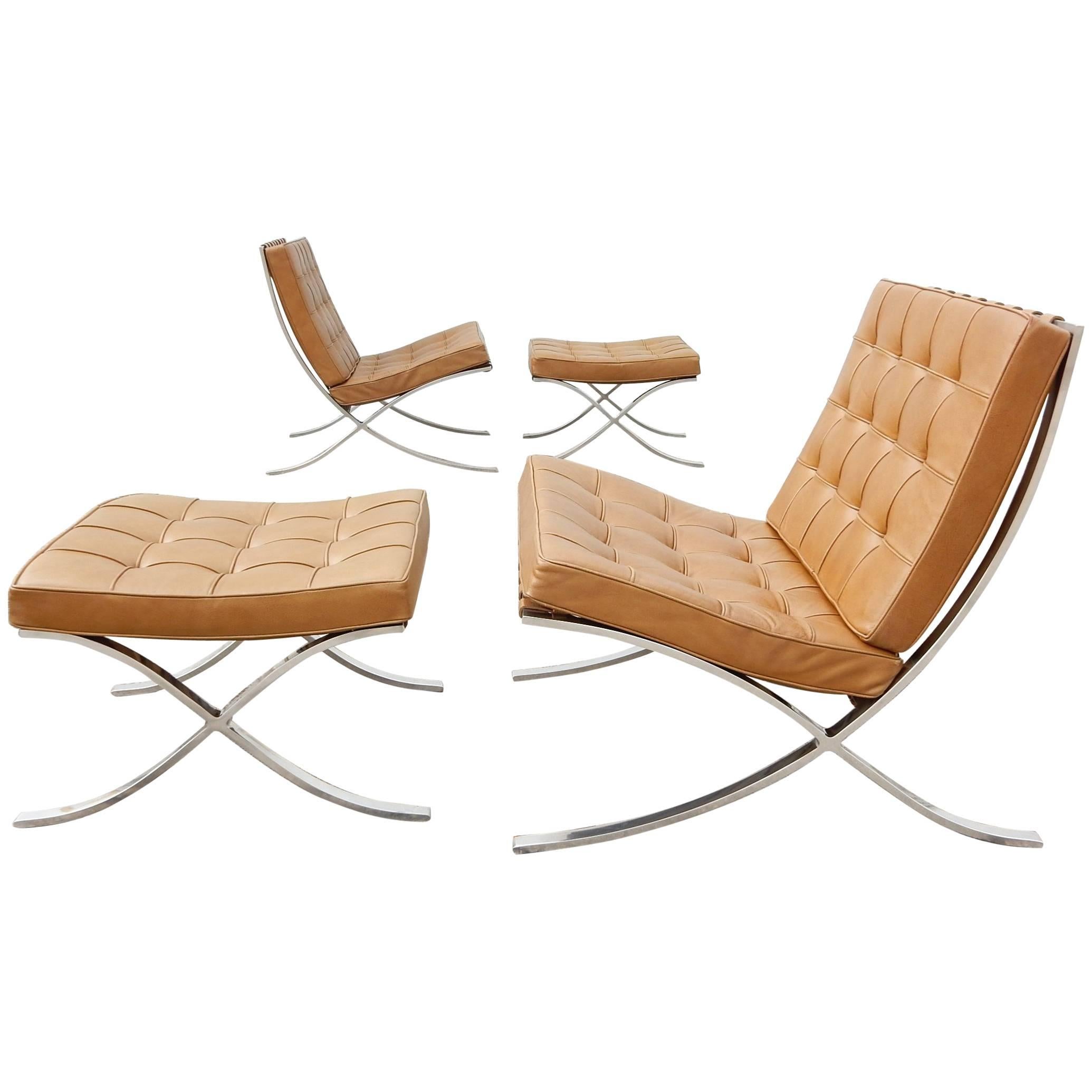 Ludwig Mies van der Rohe Barcelona Chairs and Ottomans by Knoll, 1969