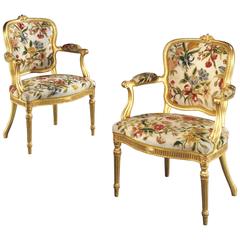 Pair of George III Giltwood Armchairs Attributed to Thomas Chippendale 2