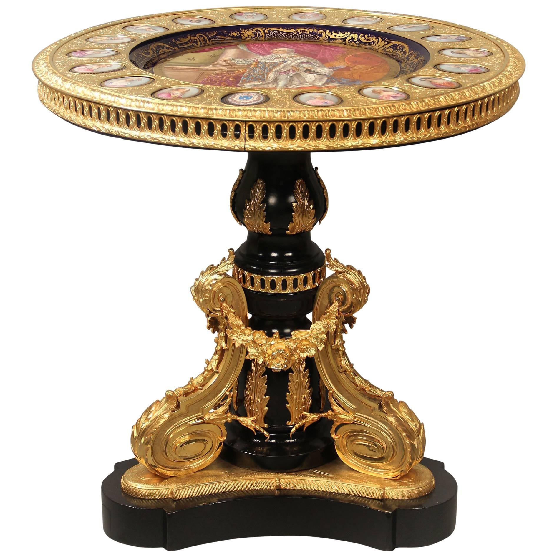 Late 19th Century Gilt Bronze-Mounted Sèvres Style Porcelain Centre Table