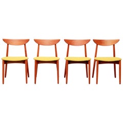 Set of Four Harry Ostergaard Danish Design Dining Room Chairs in Teak Model 58