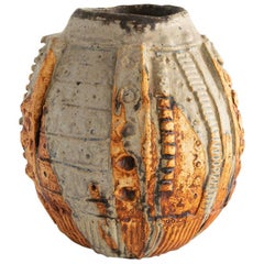 Expressionistic Ceramic Studio Vase by British Potter Artist Bernard Rooke