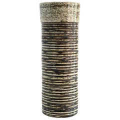Tall Cylinder Shaped Charmotte Clay Vase Britt-Louise Sundell for Gustavsberg