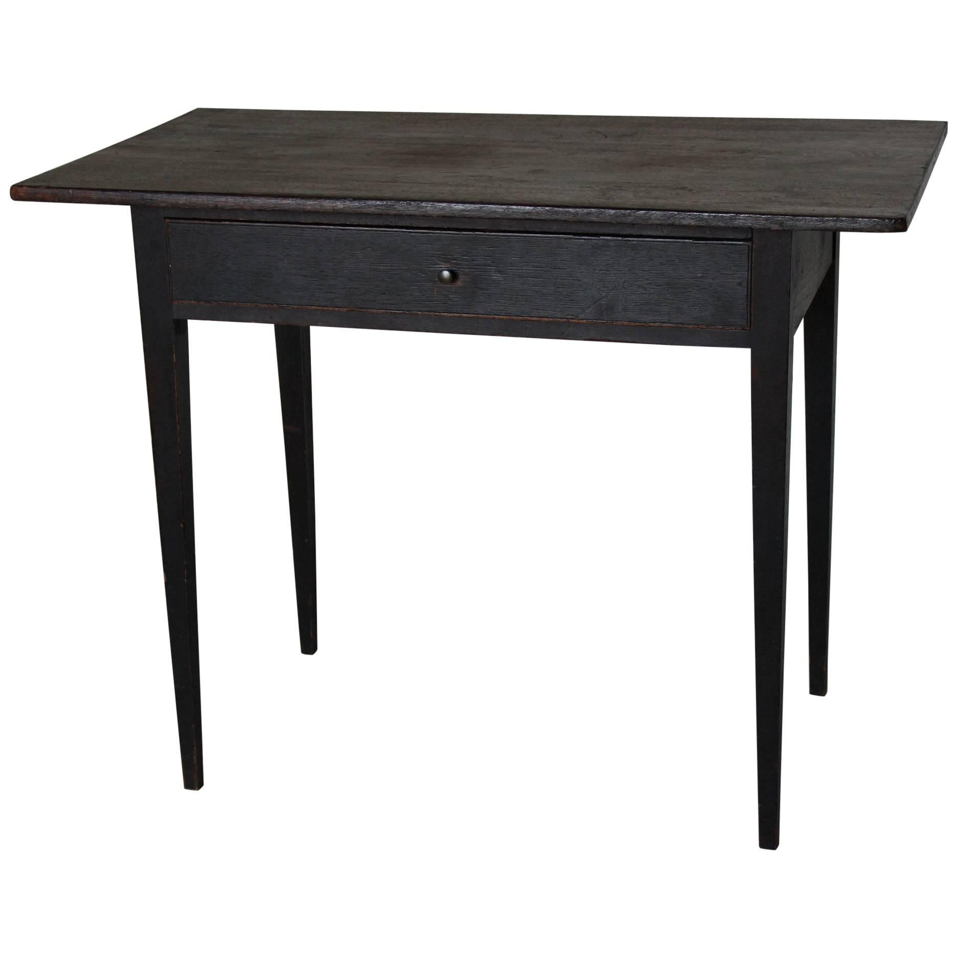 Pennsylvania Black-Painted Walnut Table with Drawer For Sale