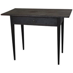 Pennsylvania Black-Painted Walnut Table with Drawer