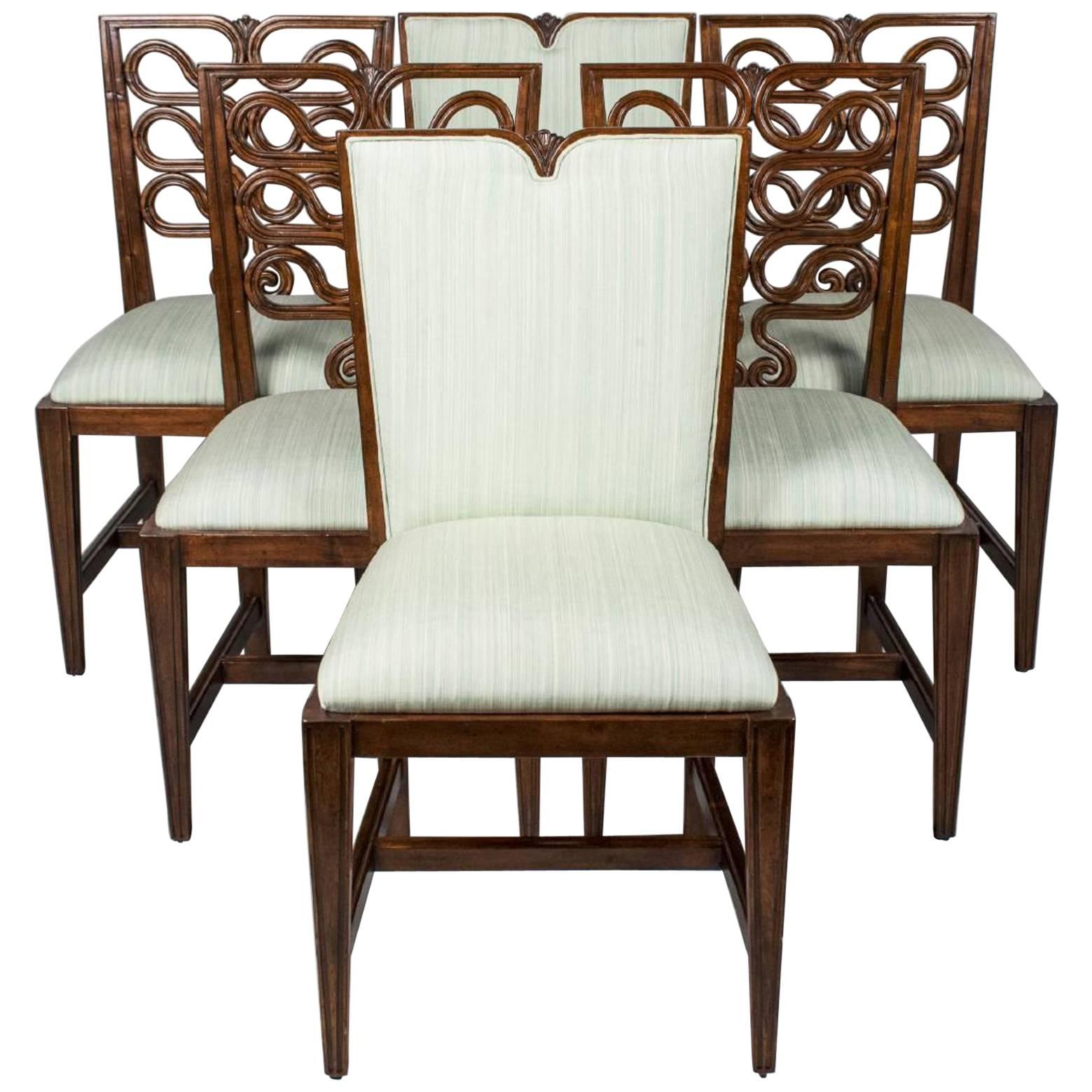 Set of Six Hollywood Regency Dining Chairs