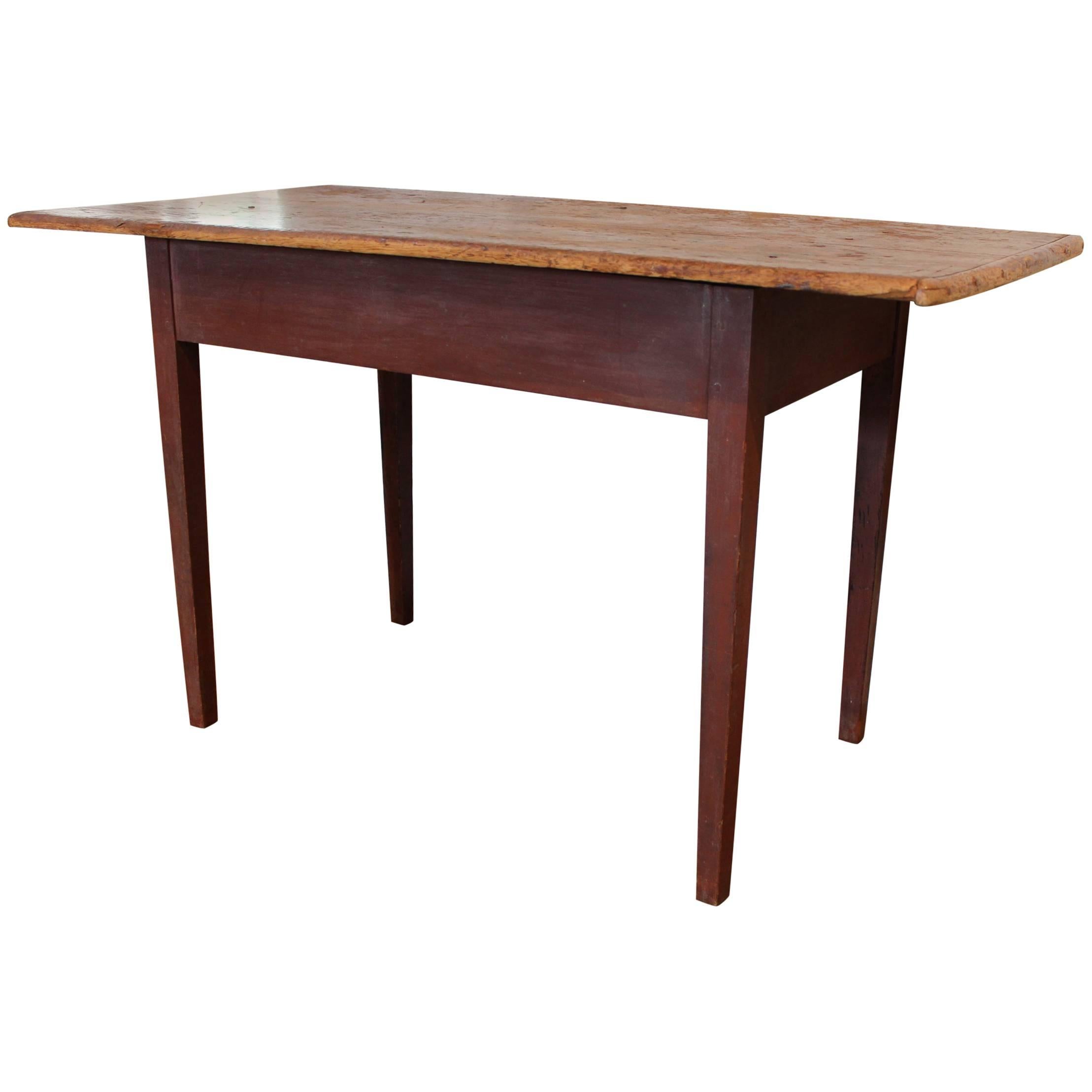 New England Red-Painted Cherry and Pine Tavern Table For Sale