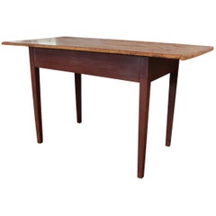 New England Red-Painted Cherry and Pine Tavern Table