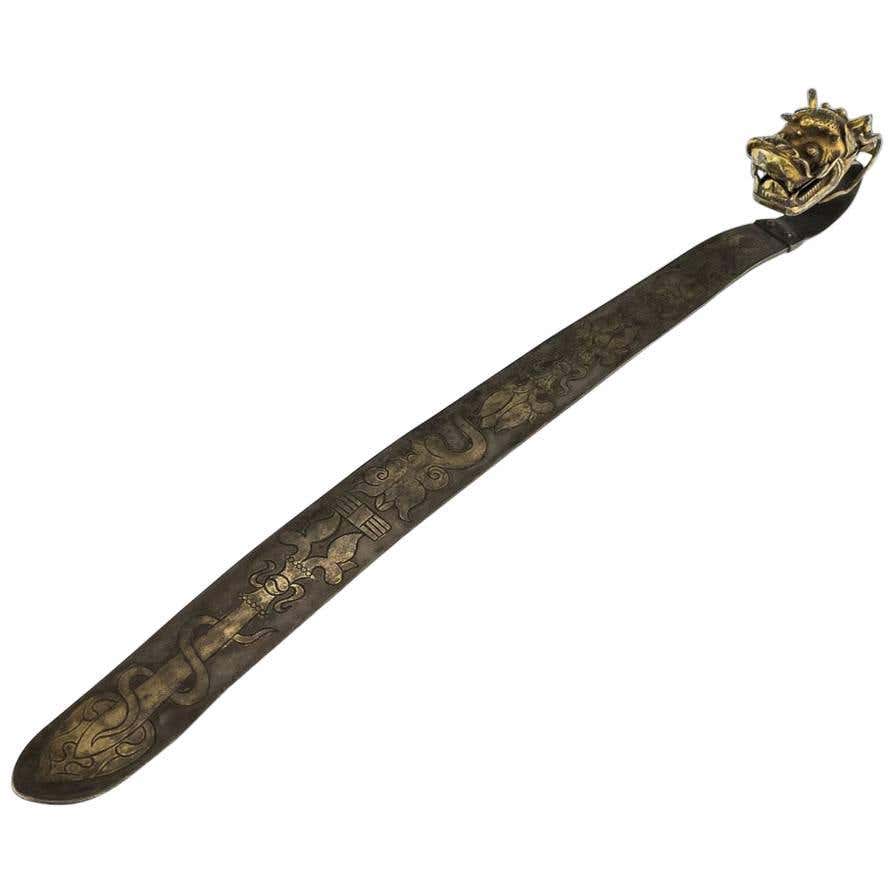 Antique Chinese Qing Dynasty Solid Silver-Gilt Dragon Ruyi Sceptre ...