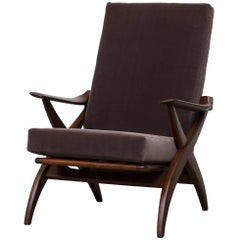 Organically Carved High Back Teak Lounge Chair