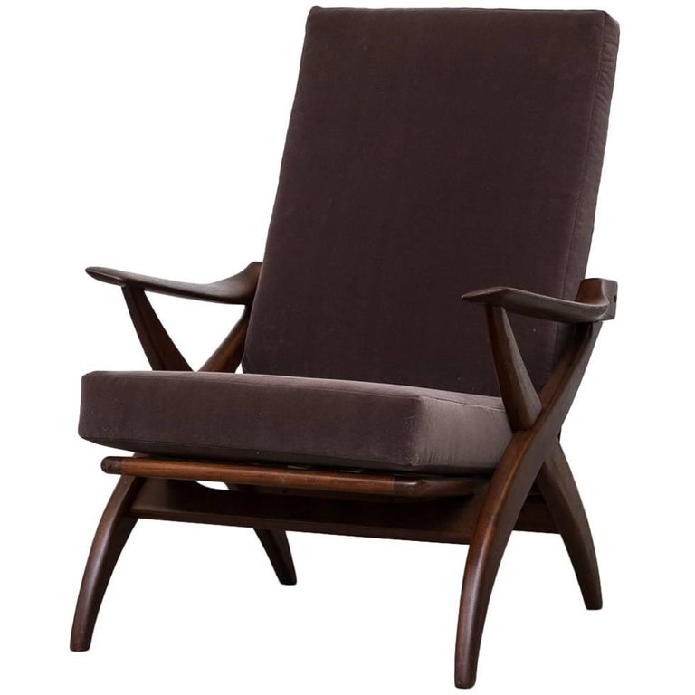 Scandinavian Modern Lounge Chair High Back Carved Fruit Wood at 1stdibs
