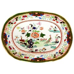 English G. L. Ashworth 19th Century Ironstone "Green Imari' Large Platter