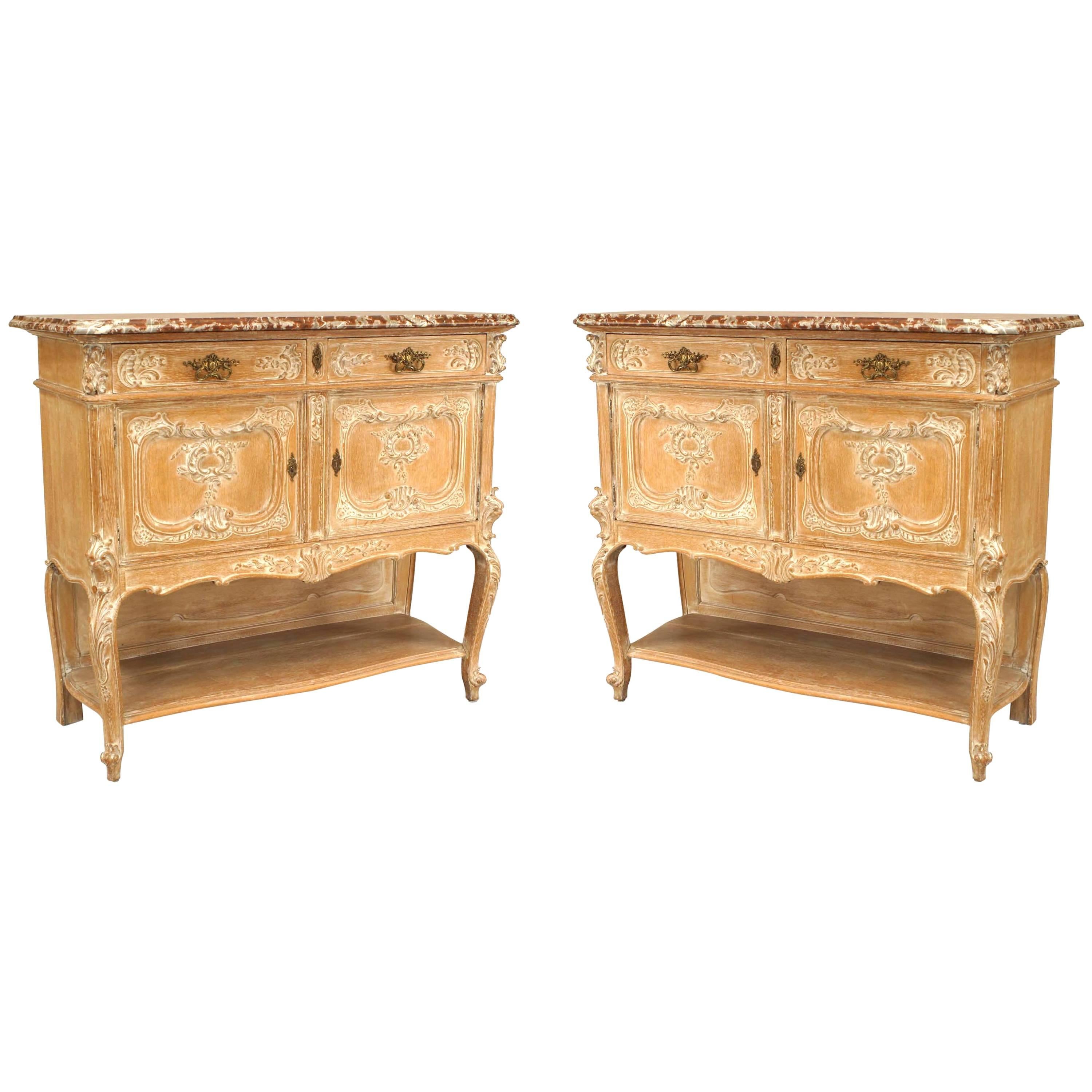 Pair of French Louis XV Bleached Sideboards