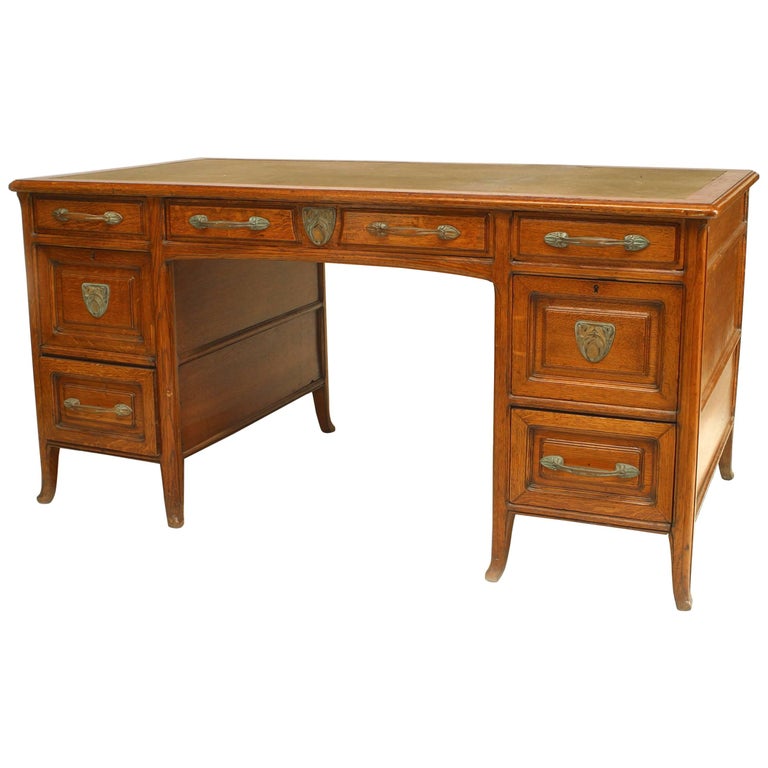 French Provincial Oak Kneehole Desk at 1stDibs