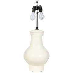 Lampe à pot en verre craquelé ivoire de Rose Tarlow