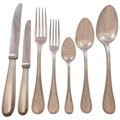 Antique Perles by Christofle France Silver Plate Dinner Flatware Set Six Service 43 Pcs