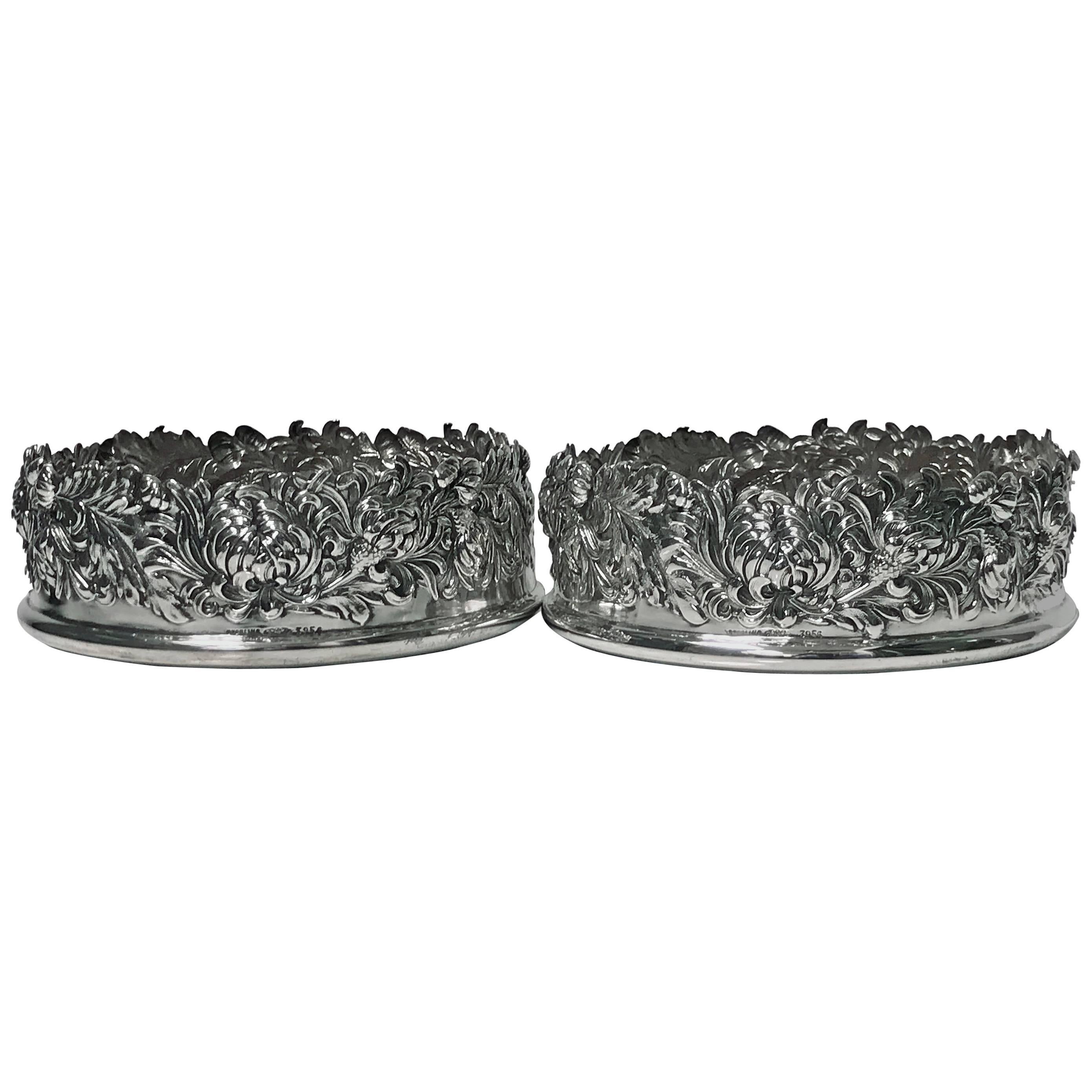 Pair of American Sterling Shiebler Wine Coasters, circa 1880