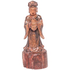 Mid-19th Century Chinese Carved Polychromed Altar Spirit