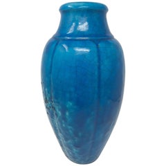 Raoul Lachenal 1930s Egyptian Blue Ceramic Vase